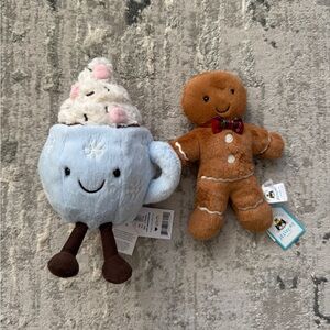 NWT Jellycat Hot Chocolate with Marshmallows & Jolly Gingerbread Fred